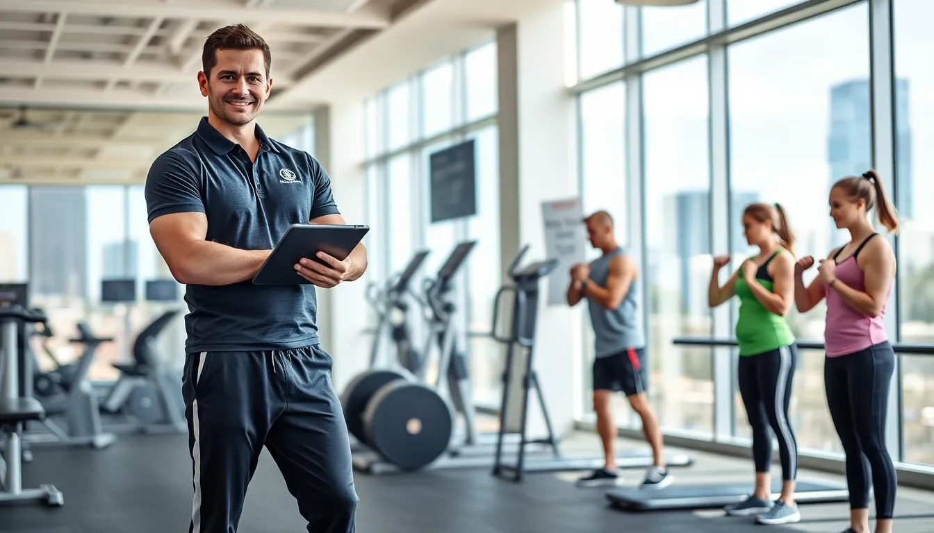 fitness coach guiding clients in a modern perth gym